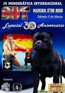 Monográfica de raza Staffordshire Bull Terrier 30 Aniversario ACCAM-ACW Marina d ´Or 2019 @ Marina d´Or