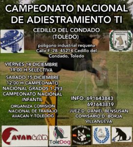 Campeonato Nacional Adiestramiento TI Cedillo del Condado -Toledo 2018 @ Poligono Industrial Requena
